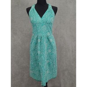 HAROLDS Turquoise White Paisley Embroidered Knee Length Sundress Size 6